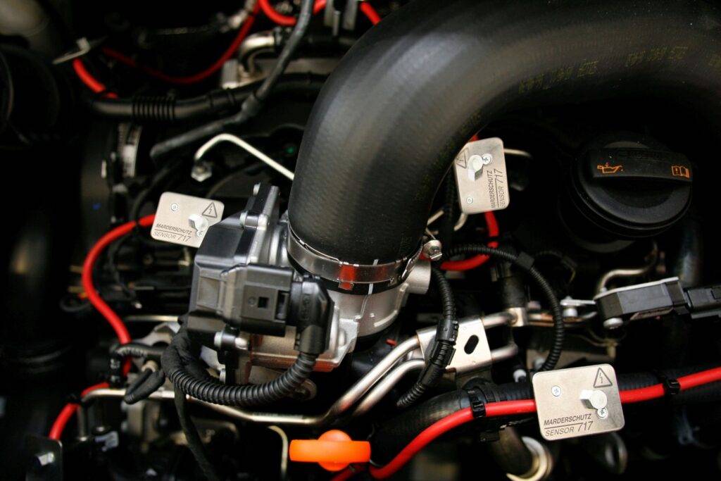 montierter Marderschutz im Motorraum des VW T6.1 SpaceCamper