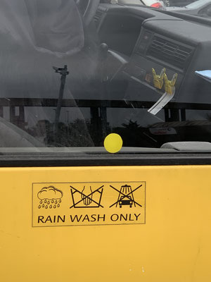 Symbol sticker on VW Bus - Rain Wash Only
