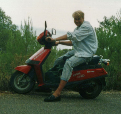 Marc on scooter, Ibiza 1985