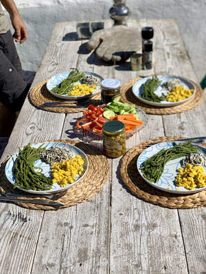 Wild asparagus, baby eels and scrambled eggs, our lunch