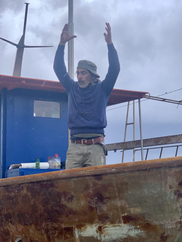 Sebastiano auf seinem Boot