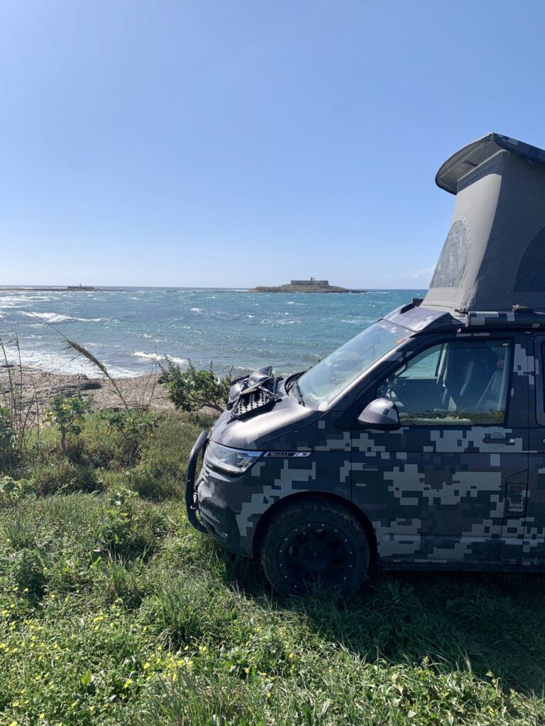 PlanBwagen in front of the Isola delle Correnti