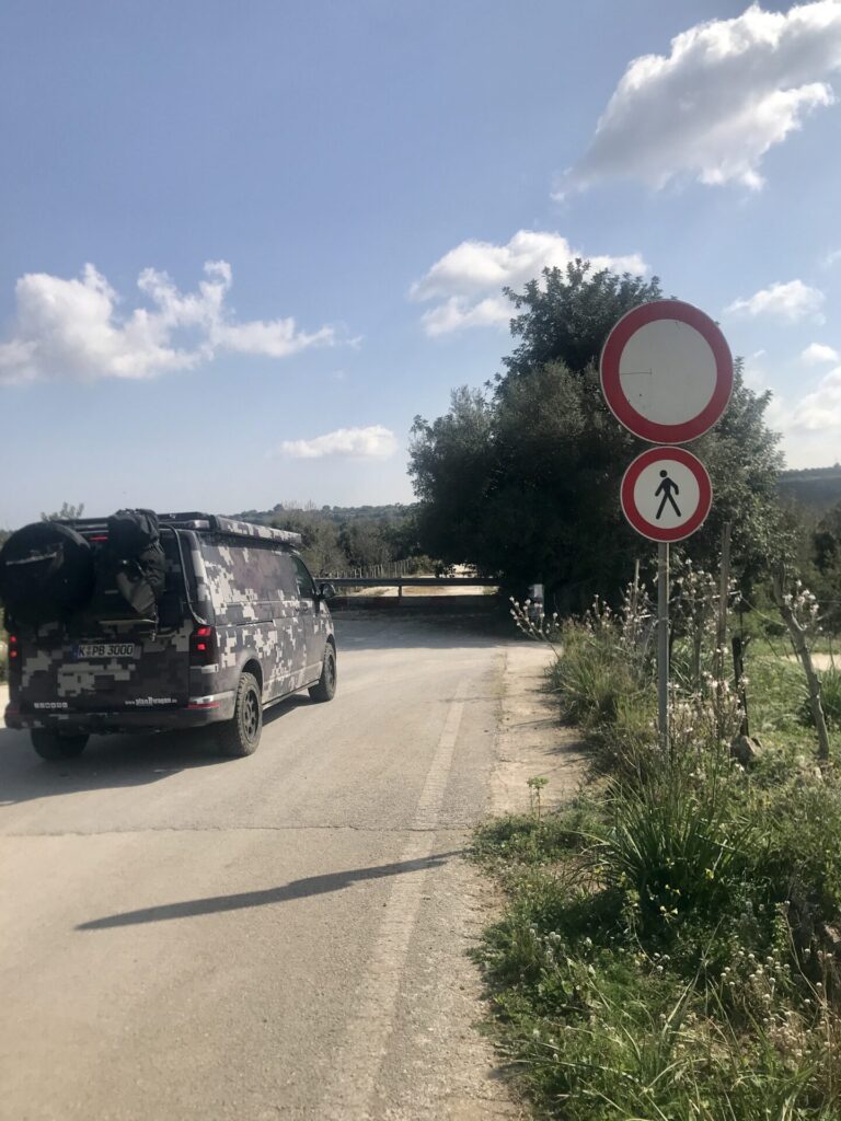 Closed road in Sicily