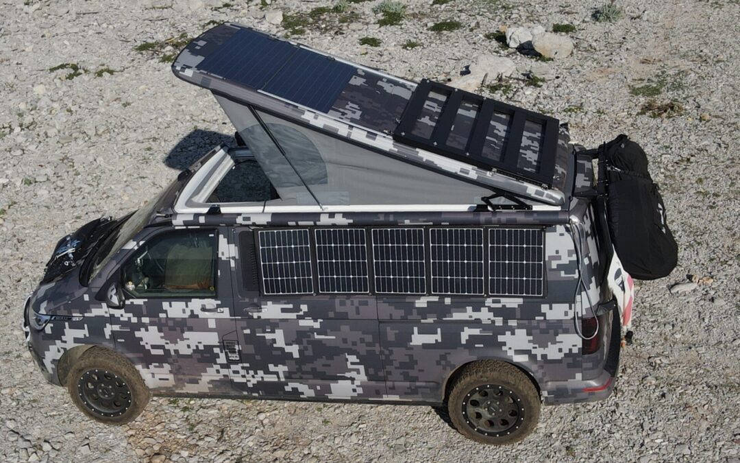 Solartasche, Solaranlage, Solarpanel auf einem T6.1 Camper bzw. SpaceCamper